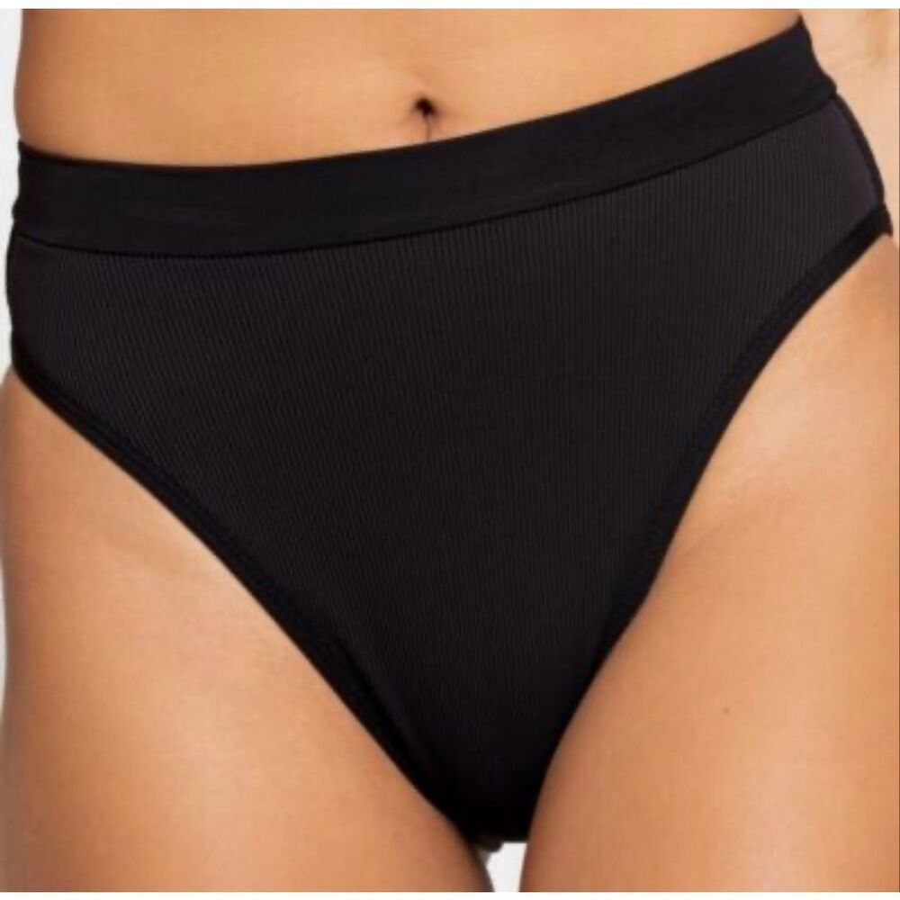 L*Space French Cut Ribbed Bikini Bottom | Large in Black